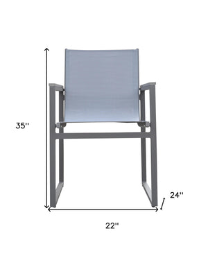 Homeroots Set Of Two 22" Light Gray Metal Outdoor Dining Chair  Aluminum,Textiline,Plastic Wood 490270