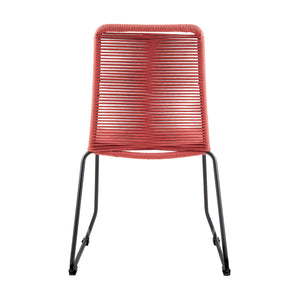 Homeroots Set Of Two 23" Red Metal Outdoor Dining Chair  Gpc Steel Rope 490271