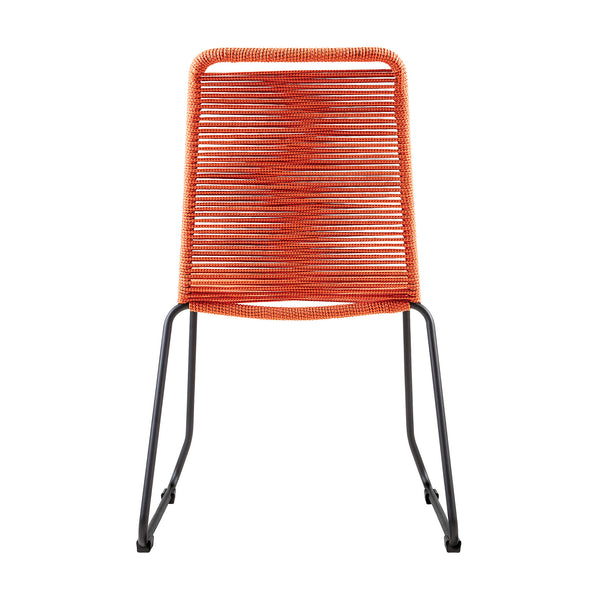 Homeroots Set Of Two 23" Tangerine Metal Outdoor Dining Chair  Gpc Steel Rope 490272