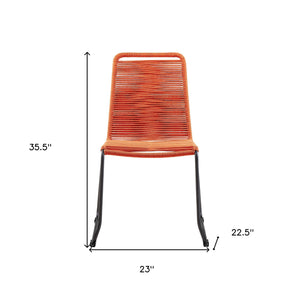 Homeroots Set Of Two 23" Tangerine Metal Outdoor Dining Chair  Gpc Steel Rope 490272