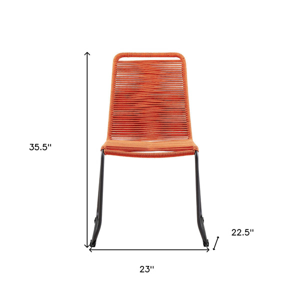 Homeroots Set Of Two 23" Tangerine Metal Outdoor Dining Chair  Gpc Steel Rope 490272