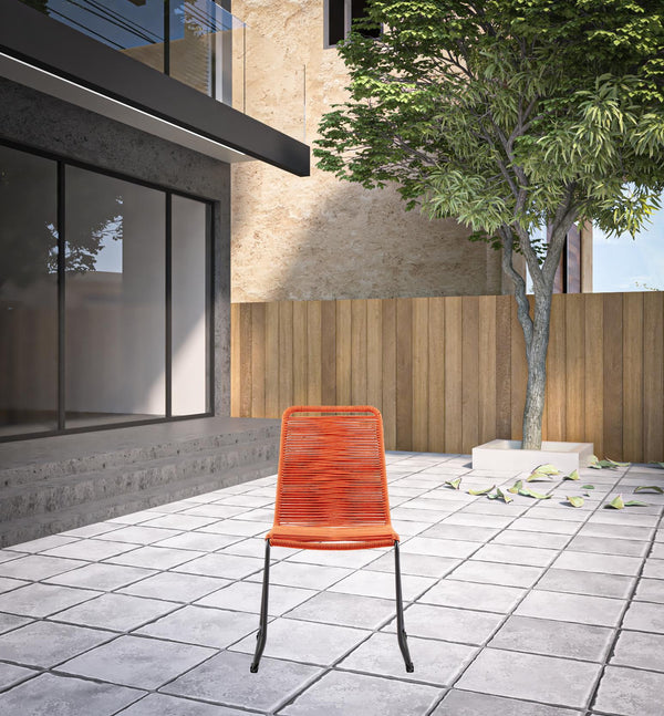 Homeroots Set Of Two 23" Tangerine Metal Outdoor Dining Chair  Gpc Steel Rope 490272