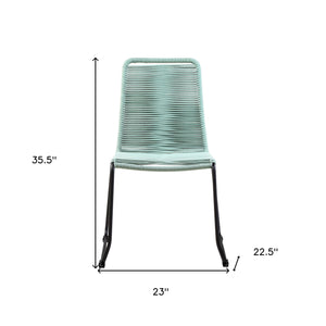 Homeroots Set Of Two 23" Green Metal Outdoor Dining Chair  Gpc Steel Rope 490273