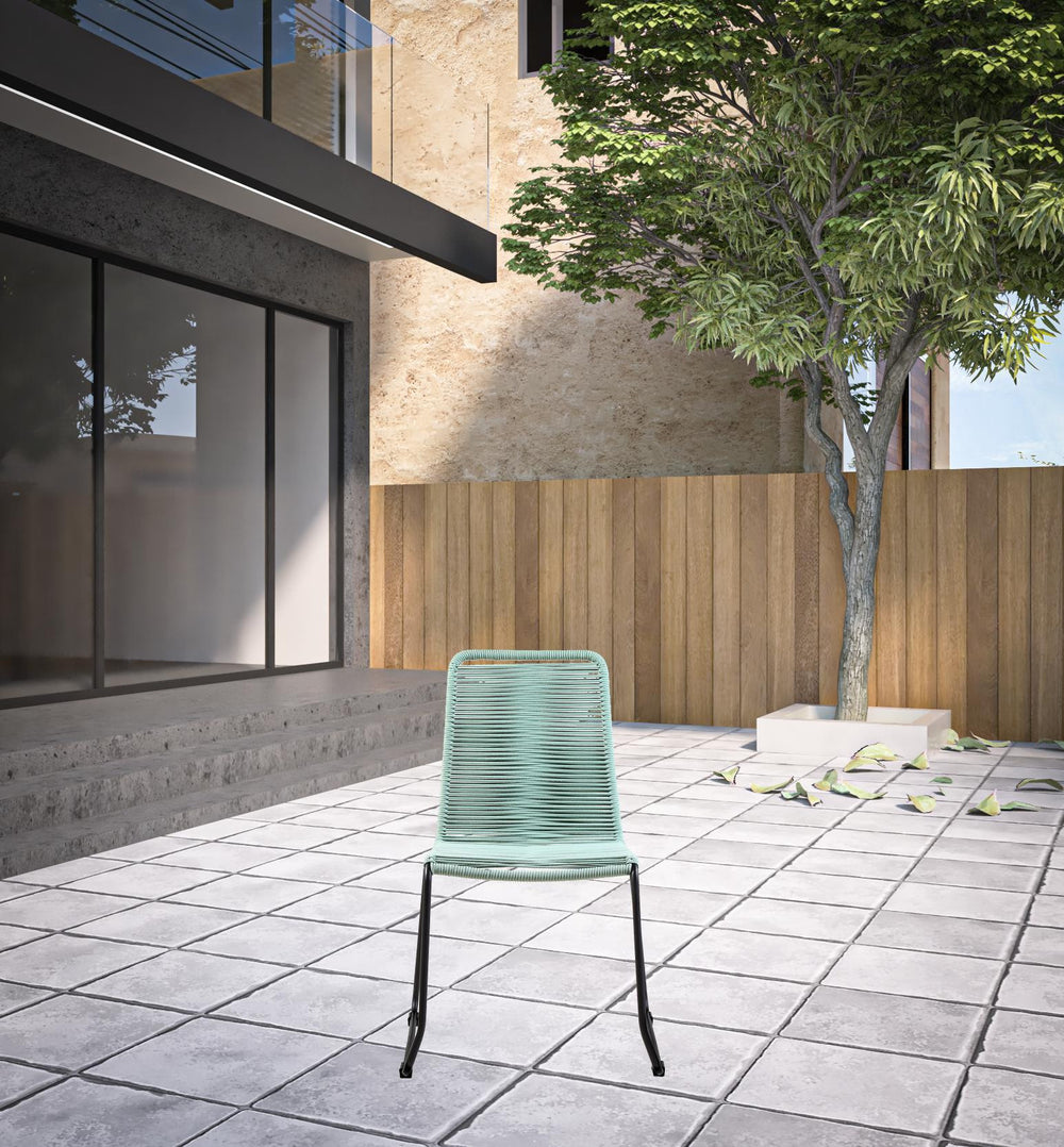 Homeroots Set Of Two 23" Green Metal Outdoor Dining Chair  Gpc Steel Rope 490273