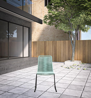 Homeroots Set Of Two 23" Green Metal Outdoor Dining Chair  Gpc Steel Rope 490273