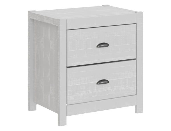 Homeroots 24" White Distressed Solid Wood Two Drawer Nightstand White  490275