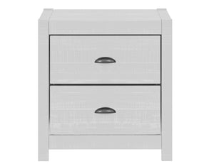 Homeroots 24" White Distressed Solid Wood Two Drawer Nightstand White  490275