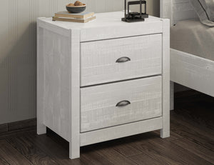 Homeroots 24" White Distressed Solid Wood Two Drawer Nightstand White  490275