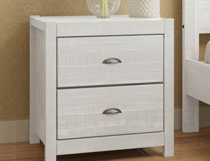 Homeroots 24" White Distressed Solid Wood Two Drawer Nightstand White  490275