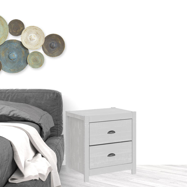 Homeroots 24" White Distressed Solid Wood Two Drawer Nightstand White  490275