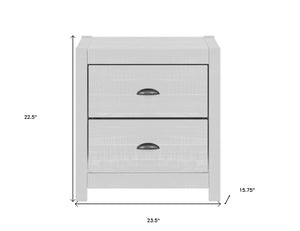 Homeroots 24" White Distressed Solid Wood Two Drawer Nightstand White  490275