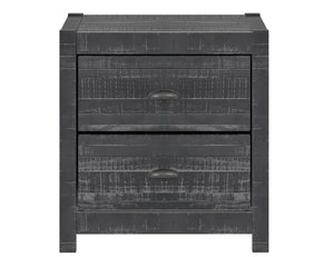 Homeroots 24" Dark Gray Distressed Solid Wood Two Drawer Nightstand Grey  490276