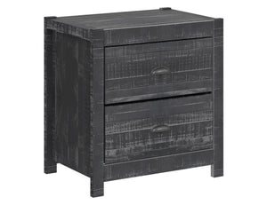 Homeroots 24" Dark Gray Distressed Solid Wood Two Drawer Nightstand Grey  490276