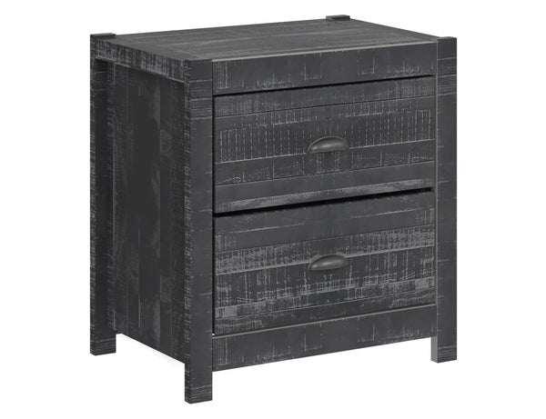 Homeroots 24" Dark Gray Distressed Solid Wood Two Drawer Nightstand Grey  490276