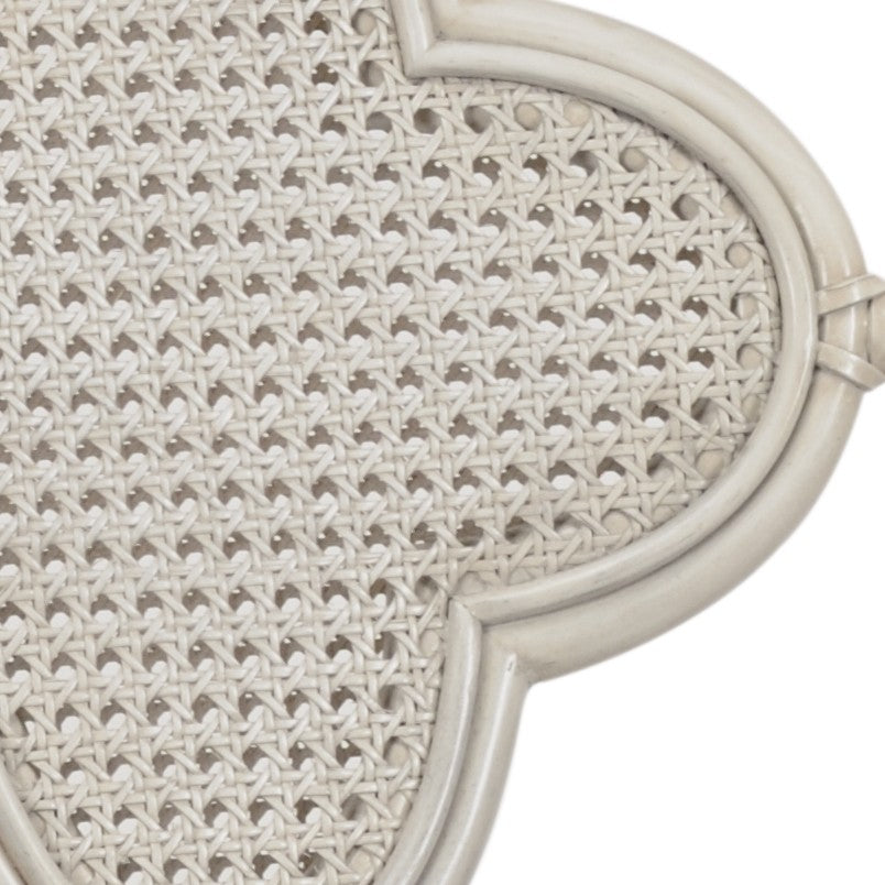 Wildwood Selene Coastal Side Chair With Clover Cane Back, Whitewash Rattan Frame & Gray Chenille Seat - Elegant Durable Seating For Dining And Game Rooms 490278