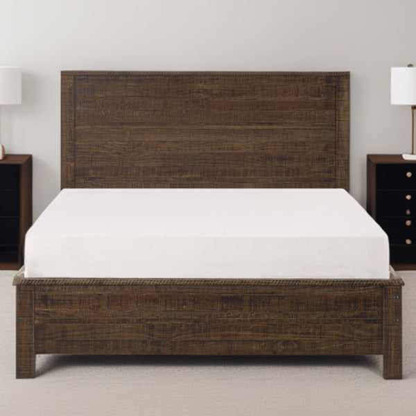 Homeroots Espresso Solid Wood Queen Bed Frame Espresso Solid Wood 490278