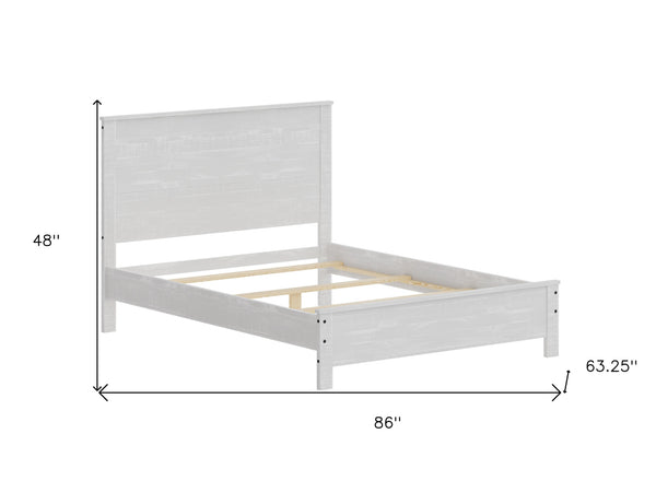 Homeroots White Solid Wood Queen Bed Frame White Solid Wood 490280