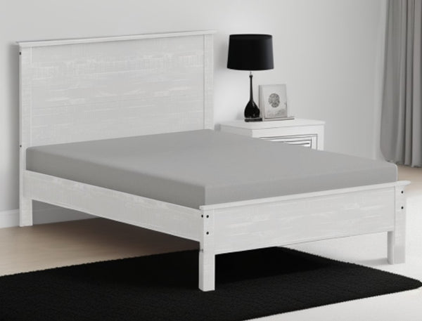 Homeroots White Solid Wood Queen Bed Frame White Solid Wood 490280