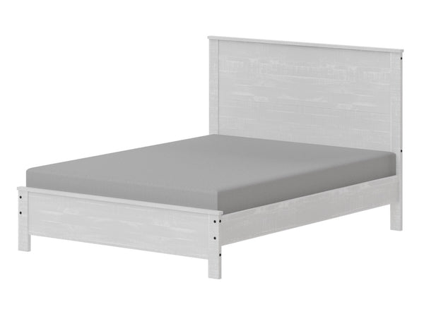 HomeRoots White Shiplap Texture Solid Wood Queen Bed Frame - Rustic Coastal Charm for a Cozy Bedroom Retreat White 490280