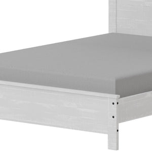 HomeRoots White Shiplap Texture Solid Wood Queen Bed Frame - Rustic Coastal Charm for a Cozy Bedroom Retreat White 490280
