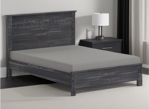Homeroots Gray Solid Wood Queen Bed Frame  Solid Wood 490281