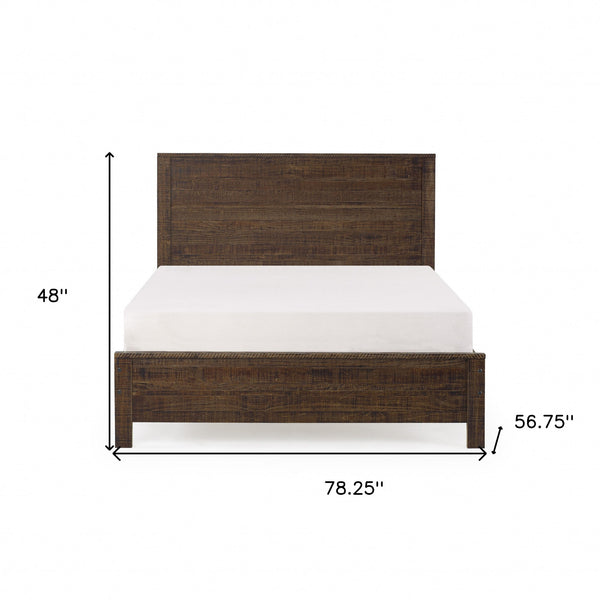 Homeroots Dark Brown Solid Wood Full Double Bed Frame Espresso Solid Wood 490282