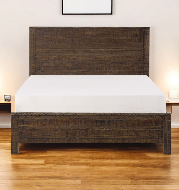 Homeroots Dark Brown Solid Wood Full Double Bed Frame Espresso Solid Wood 490282