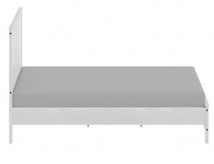 Homeroots White Solid Wood Full Double Bed Frame White Solid Wood 490283