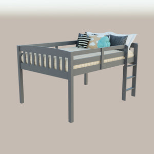 Homeroots Grey Solid Wood Full Double Bed Frame  Solid Wood 490284