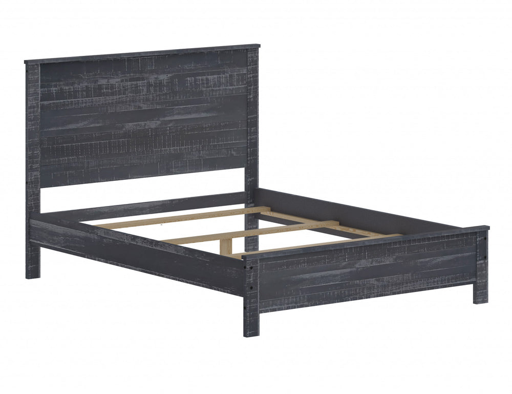 Homeroots Grey Solid Wood Full Double Bed Frame  Solid Wood 490284