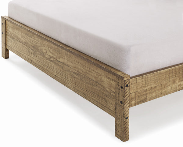 Homeroots Walnut Brown Solid Wood Full Double Bed Frame Walnut Solid Wood 490285