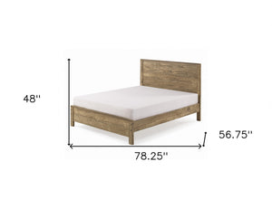 Homeroots Walnut Brown Solid Wood Full Double Bed Frame Walnut Solid Wood 490285