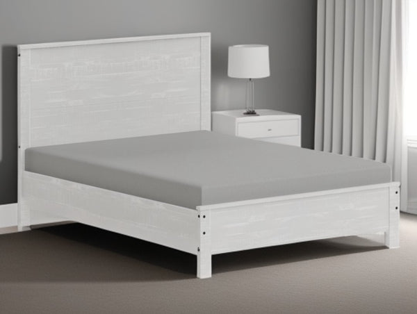 Homeroots White Solid Wood Twin Bed Frame  Solid Wood 490287