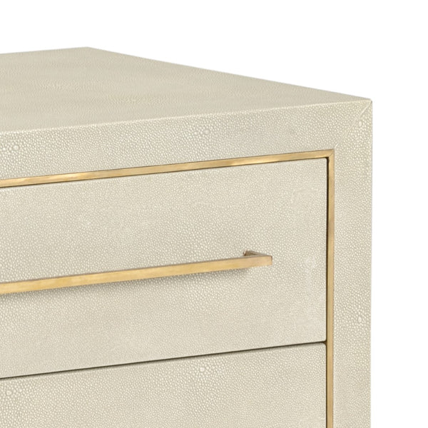 Wildwood Hudson Embossed Light Gray Leather Chest With Antique Brass Handles — Transitional Accent Storage (33"W) 490289