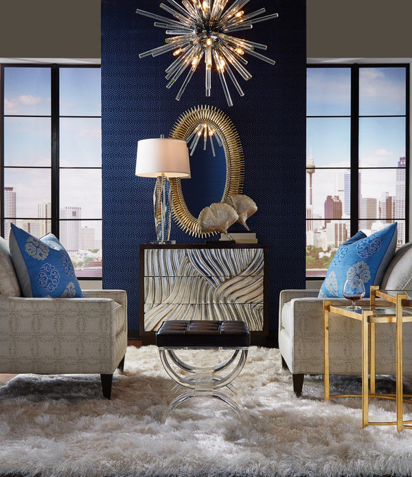 Wildwood Rockefeller Art Deco Nested Accent Tables With Gold Leaf Finish And Acid-Washed Mirror Tops, Versatile Elegance 490294