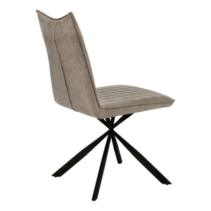 HomeRoots Set of Two Stylish Tufted Taupe Faux Leather Dining Chairs with Sleek Black Metal Legs for Comfort 490310