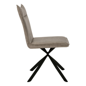 HomeRoots Set of Two Stylish Tufted Taupe Faux Leather Dining Chairs with Sleek Black Metal Legs for Comfort 490310