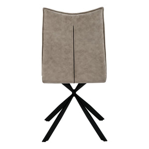 HomeRoots Set of Two Stylish Tufted Taupe Faux Leather Dining Chairs with Sleek Black Metal Legs for Comfort 490310