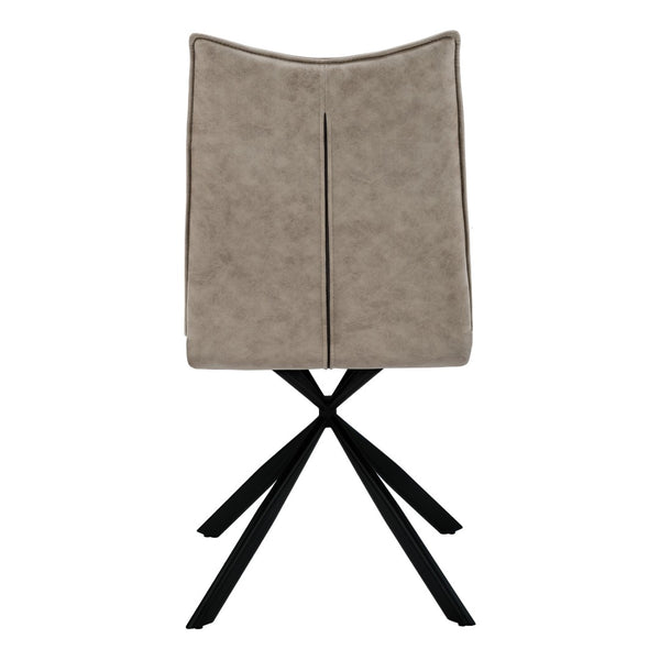 HomeRoots Set of Two Stylish Tufted Taupe Faux Leather Dining Chairs with Sleek Black Metal Legs for Comfort 490310