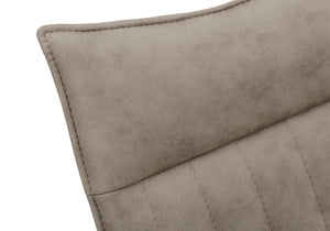 HomeRoots Set of Two Stylish Tufted Taupe Faux Leather Dining Chairs with Sleek Black Metal Legs for Comfort 490310