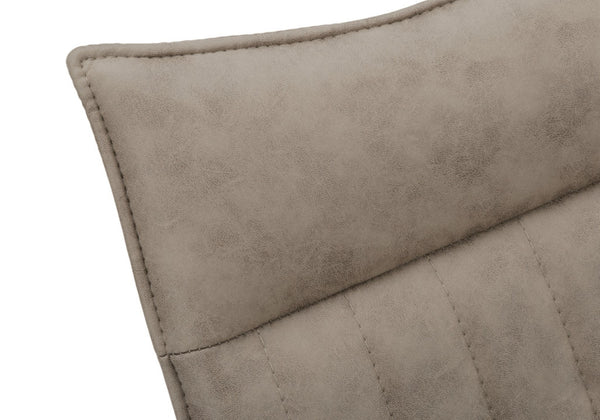 HomeRoots Set of Two Stylish Tufted Taupe Faux Leather Dining Chairs with Sleek Black Metal Legs for Comfort 490310