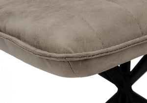 HomeRoots Set of Two Stylish Tufted Taupe Faux Leather Dining Chairs with Sleek Black Metal Legs for Comfort 490310