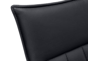 HomeRoots Set of Two Stylish Tufted Black Faux Leather Dining Chairs with Sleek Silver Metal Legs 490312