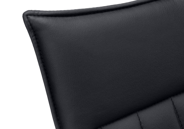 HomeRoots Set of Two Stylish Tufted Black Faux Leather Dining Chairs with Sleek Silver Metal Legs 490312