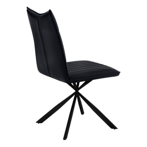 HomeRoots Set of Two Modern Tufted Black Faux Leather Dining Chairs with Metal Legs for Stylish Comfort 490315