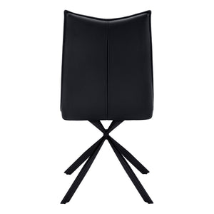 HomeRoots Set of Two Modern Tufted Black Faux Leather Dining Chairs with Metal Legs for Stylish Comfort 490315