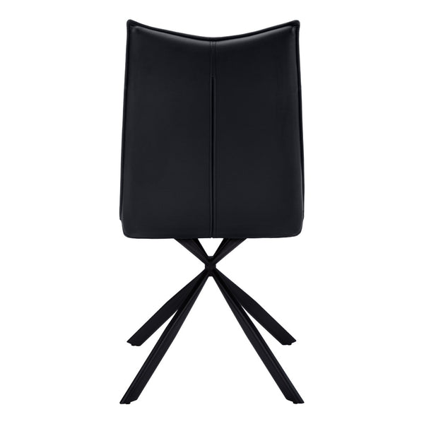 HomeRoots Set of Two Modern Tufted Black Faux Leather Dining Chairs with Metal Legs for Stylish Comfort 490315