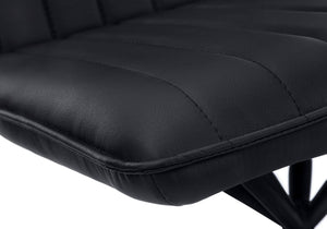 HomeRoots Set of Two Modern Tufted Black Faux Leather Dining Chairs with Metal Legs for Stylish Comfort 490315