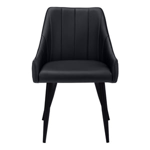 HomeRoots Set of Two Elegant Tufted Black Faux Leather Dining Arm Chairs for Modern Home Décor 490317