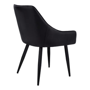HomeRoots Set of Two Elegant Tufted Black Faux Leather Dining Arm Chairs for Modern Home Décor 490317